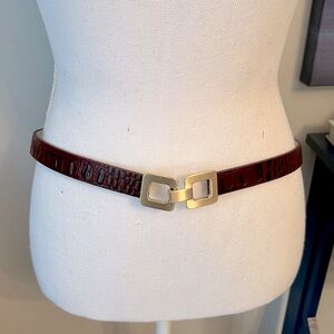 White House Black Market Leather Burgundy Stretch Belt, Size XL